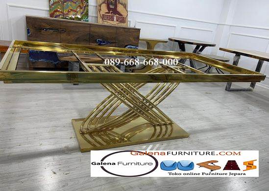 Kaki Meja Makan Stainless Gold Mewah Elegan Model Paling Laris Surabaya