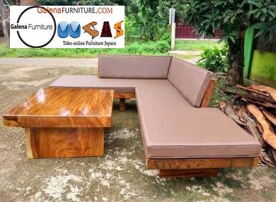 Jual Kursi Sudut Kayu Trembesi solid Minimalis