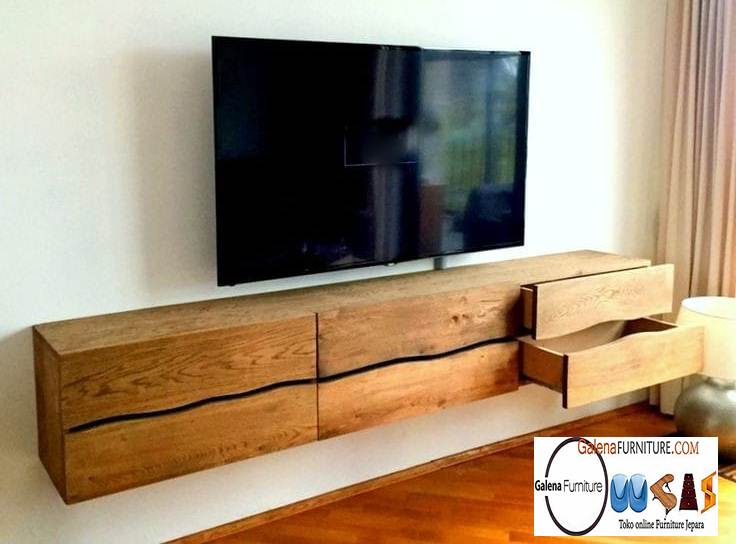 Jual Meja Tv kayu Trembesi Solid Utuh