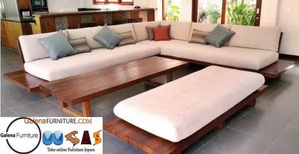 Jual Kursi Sudut Kayu Trembesi solid Minimalis