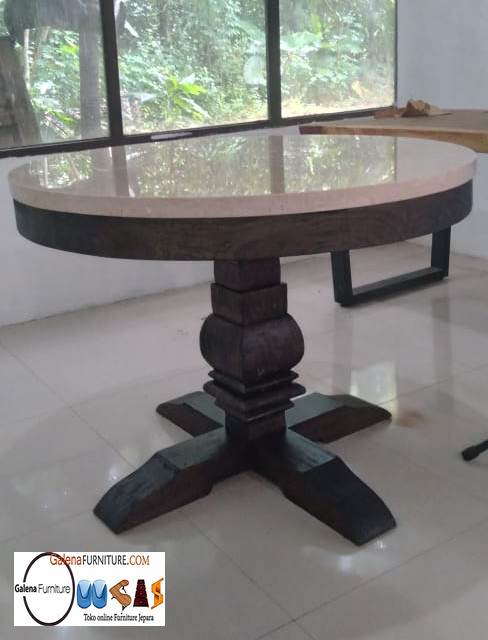 Jual Meja Makan Marmer Bulat Desain Modern