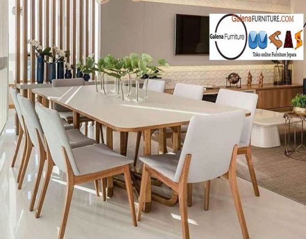 Set Meja Makan Jati Marmer Murah Terbaik