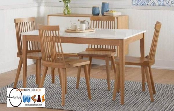 Set Meja Makan Jati Marmer Murah Terbaik