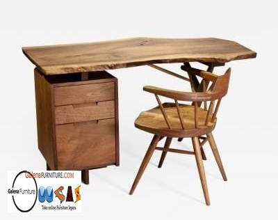 Meja Kerja Kantor Trembesi Kayu Solid Desain Minimalis