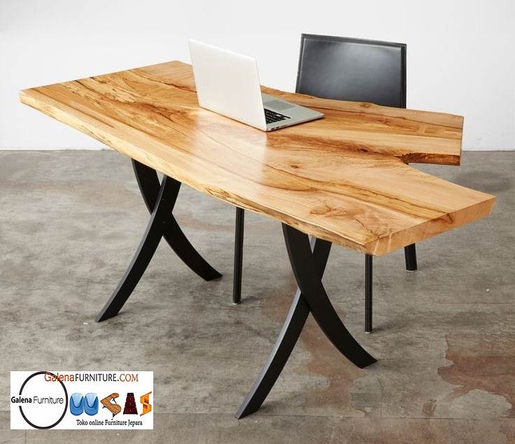 Meja Kerja Kantor Trembesi Kayu Solid Desain Minimalis