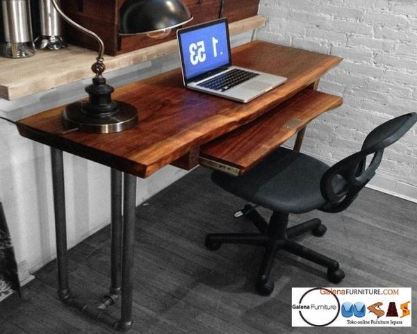 Meja Kerja Kantor Trembesi Kayu Solid Desain Minimalis