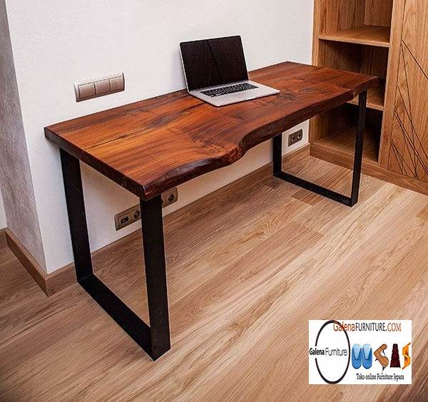 Meja Kerja Kantor Trembesi Kayu Solid Desain Minimalis