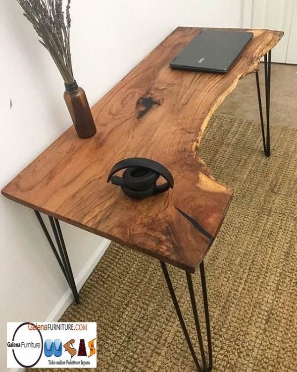 Meja Kerja Kantor Trembesi Kayu Solid Desain Minimalis