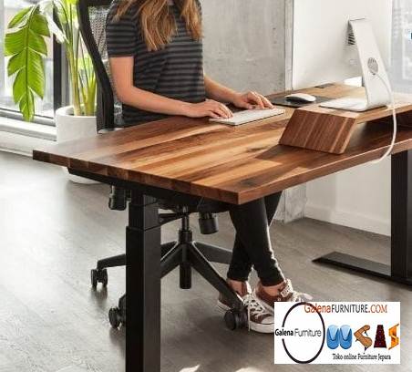 Meja Kerja Kantor Trembesi Kayu Solid Desain Minimalis