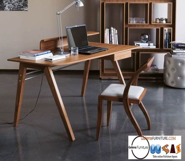 Meja Kerja Kantor Trembesi Kayu Solid Desain Minimalis