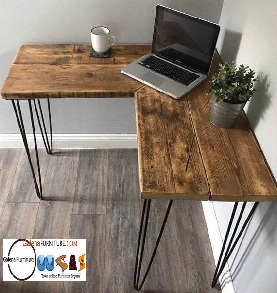 Meja Kerja Kantor Trembesi Kayu Solid Desain Minimalis