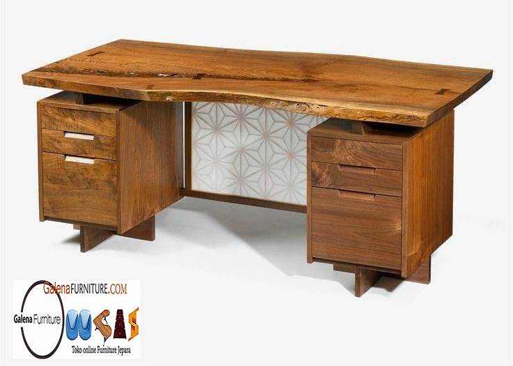 Meja Kerja Kantor Trembesi Kayu Solid Desain Minimalis