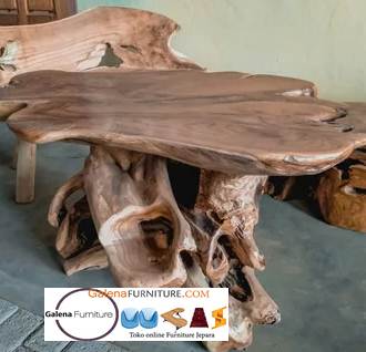 Jual Meja Akar Kayu Trembesi Desain Kuno Klasik