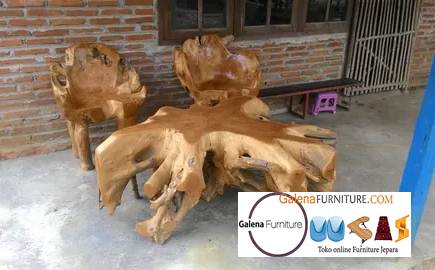 Jual Meja Akar Kayu Trembesi Desain Kuno Klasik