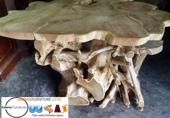 Jual Meja Akar Kayu Trembesi Desain Kuno Klasik