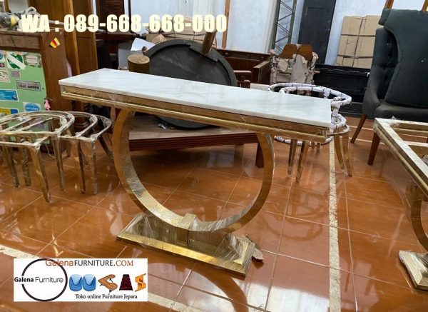 Jual Meja Konsul Marmer Kaki Stainless Gold Minimalis