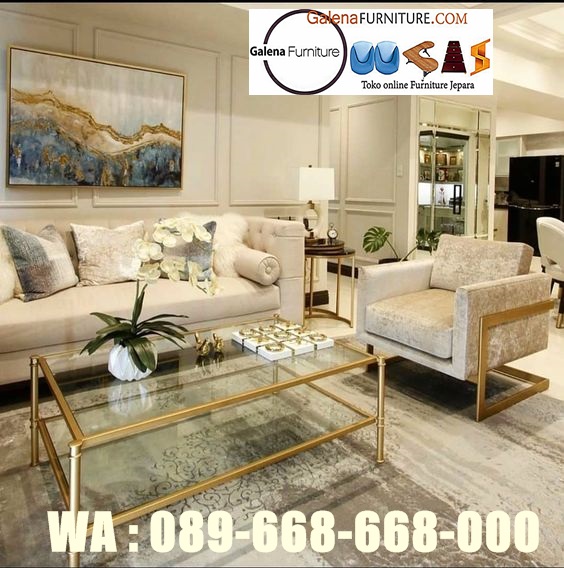 Jual Sofa Tamu Stainless Gold Desain Murah Terjangkau