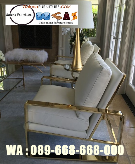 Jual Sofa Tamu Stainless Gold Desain Murah Terjangkau