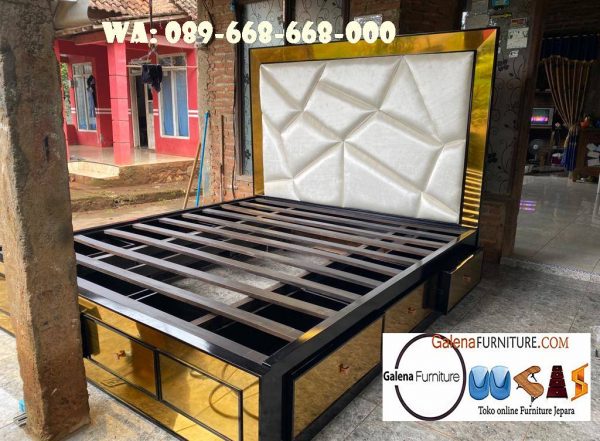 Jual Tempat Tidur Stainless Gold Mewah Harga Terjangkau