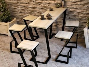 Kursi Cafe Kayu Jati Dan Besi Minimalis Modern Desain Kekinian