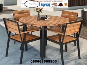 Kursi Cafe Outdoor Minimalis Kayu Jati Modern Kekinian Unik