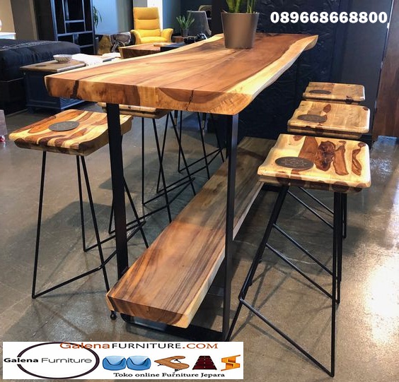 Kursi Cafe Kayu Trembesi Desain Modern Minimalis Kekinian