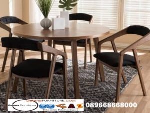 Set Kursi Cafe Meja Bundar Kayu Jati Desain Modern Simple Semarang