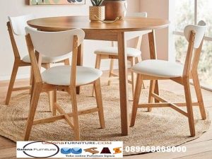 Set Kursi Cafe Meja Bundar Kayu Jati Desain Modern Simple Terpopular