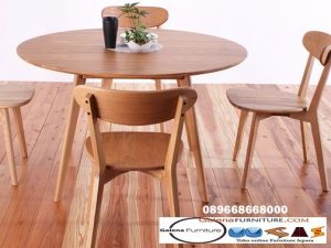 Kursi Cafe Meja Bundar Kayu Jati Desain Modern Simple Minimalis