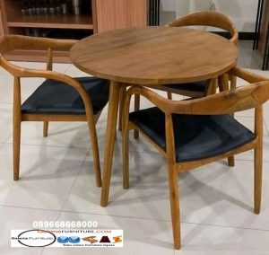 Kursi Cafe Kayu Meja Bulat Desain Modern Terbaru Minimalis Jakarta