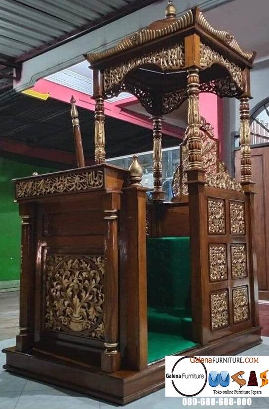 Mimbar Masjid Jati Mewah Elegan Model Ukiran Paling Laris Bandung