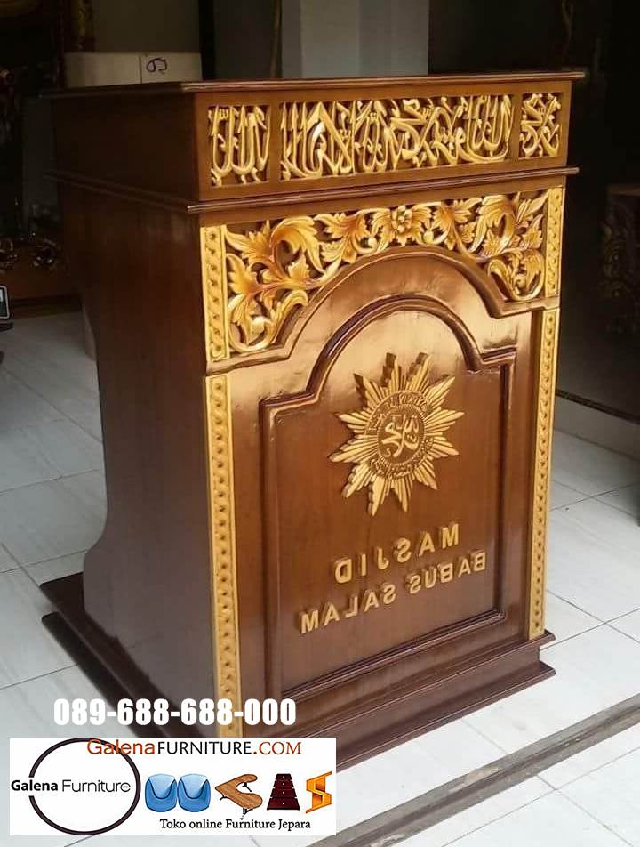 Mimbar Masjid Podium Kayu Jati Desain Mewah Minimalis Jakarta