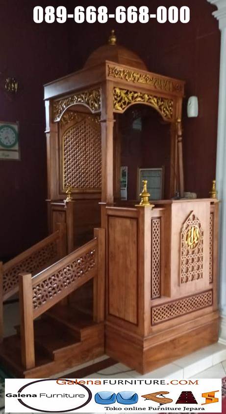 Mimbar Masjid Kubah Jati Mewah Model Terpopular 2023