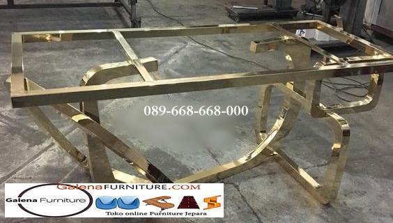 Kaki Meja Makan Stainless Gold Desain Unik Mewah Elegan Modern Samarinda