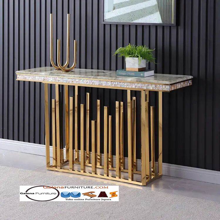 Meja Konsul Marmer Stainless Gold Harga Termurah