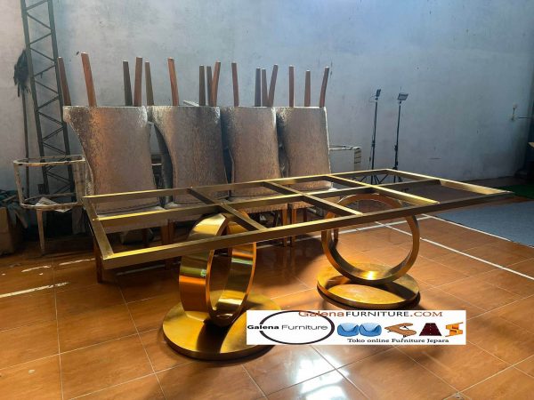 Kaki Meja Stainless Persegi Panjang Gold Model Terbaru