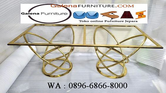 Jual Kaki Meja Stainless Persegi Panjang Gold Oval Abstrak Mewah