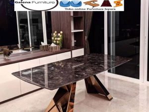 Jual Meja Makan Marmer Hitam Italy Stainless Desain Elegan Ter Best Seller